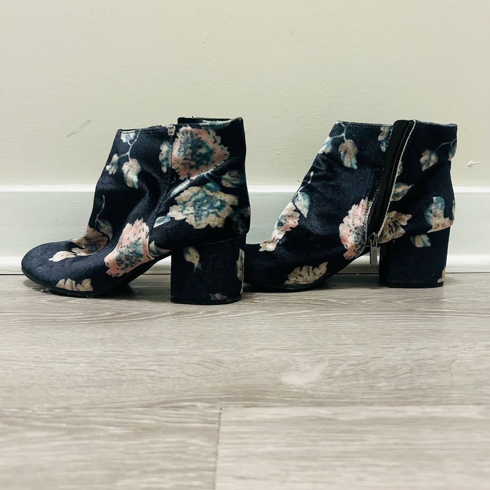 Circus by Sam Edelman Floral Ankle Boots - Black and Pink